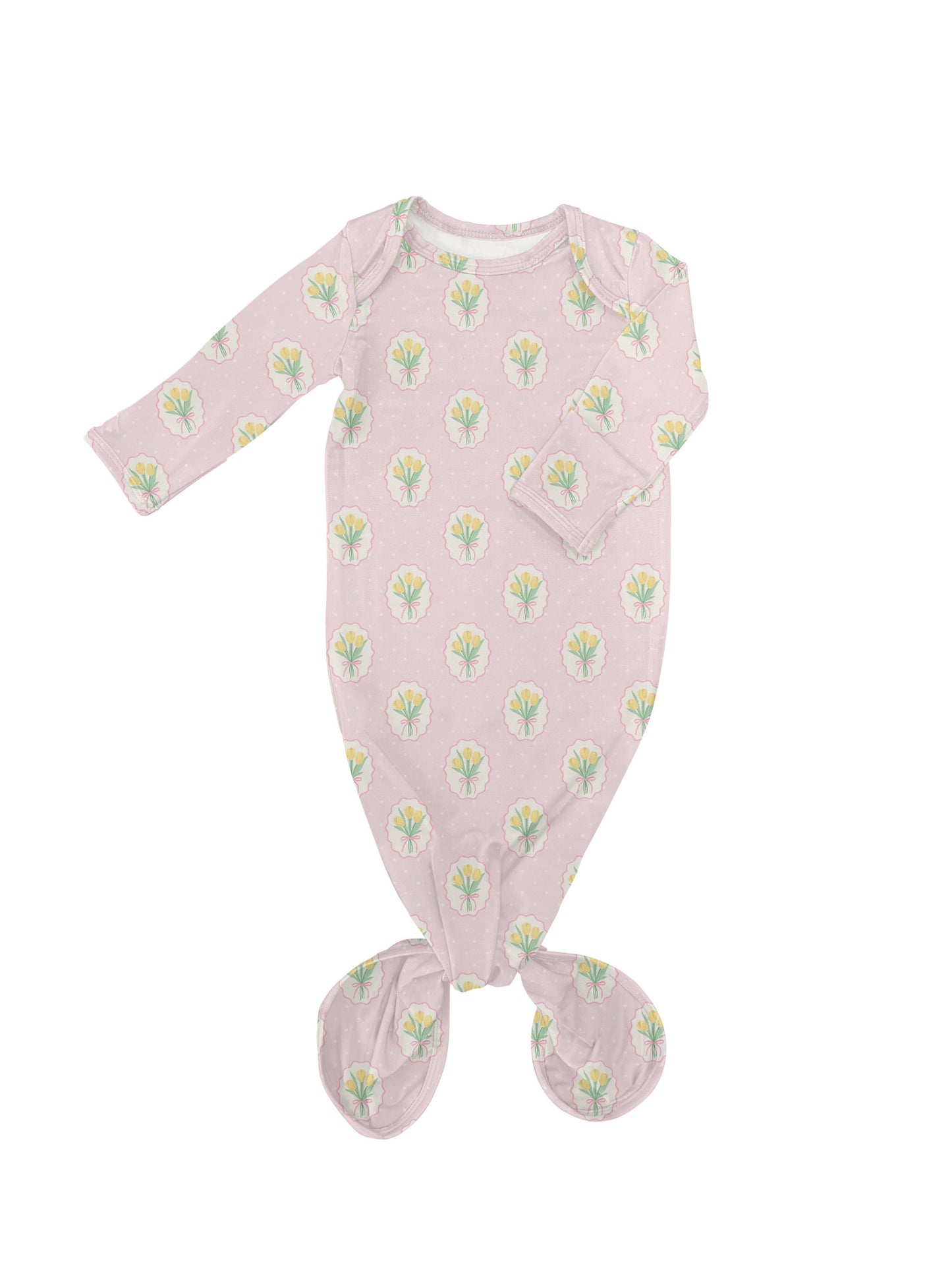 Knotted Infant Gown - Fancy Tulips: 0-3 mo