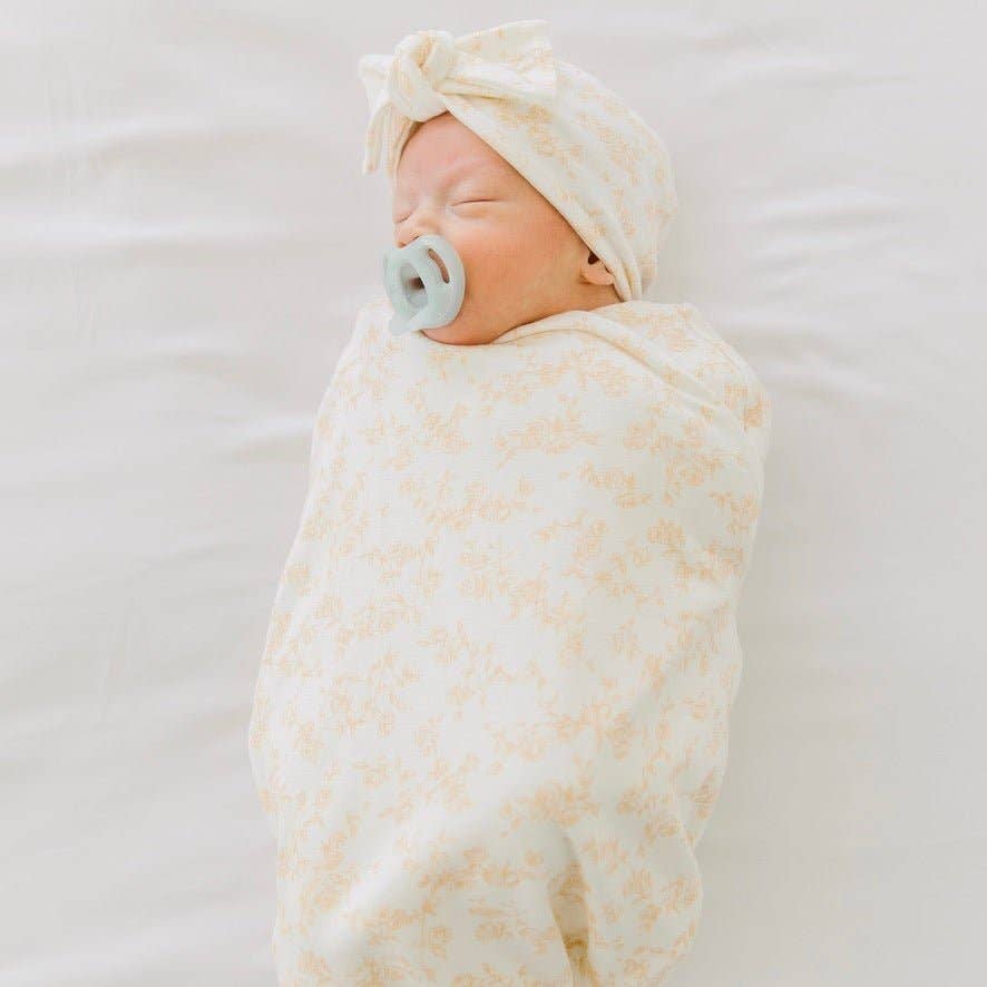 COCOON SWADDLE SET in Silky Modal: Bitty Blooms & Baby Pink Gingham / Small