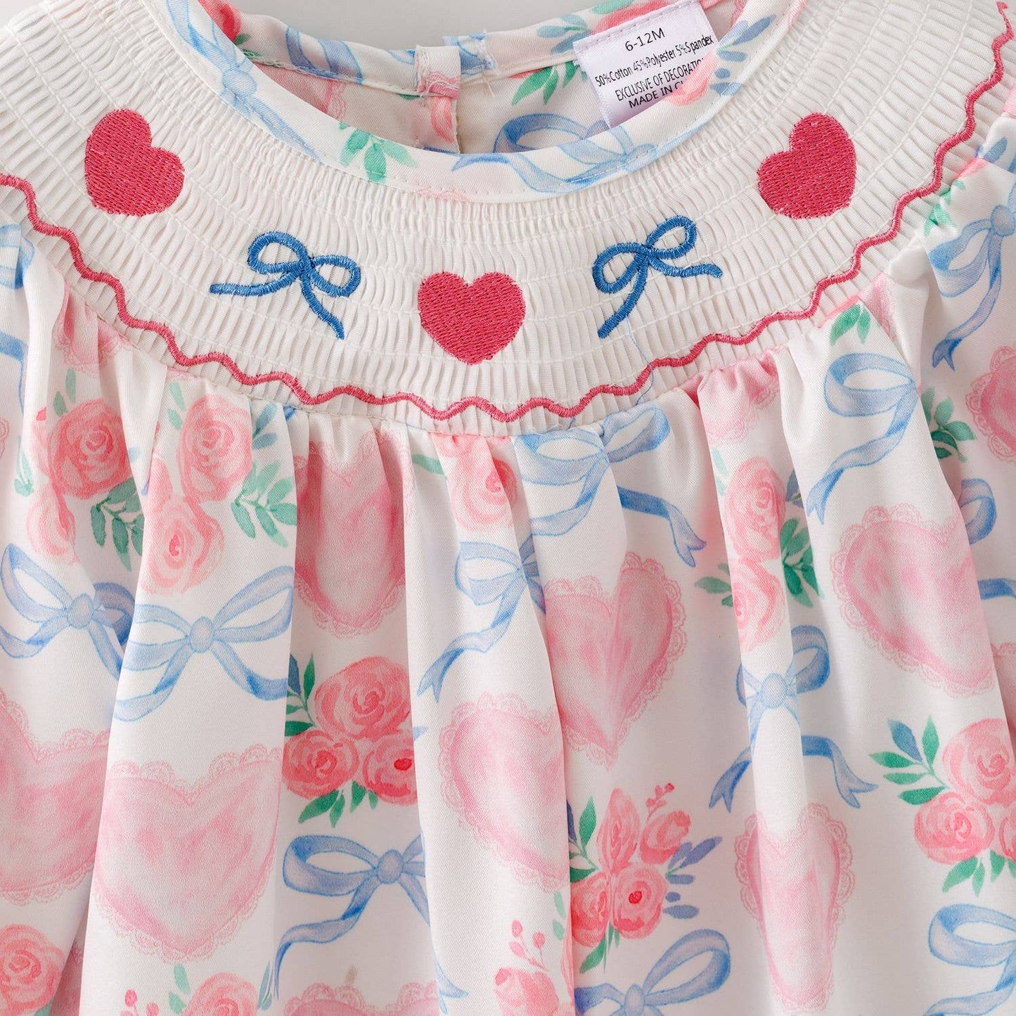 Scalloped Heart Smocked Girls Dress