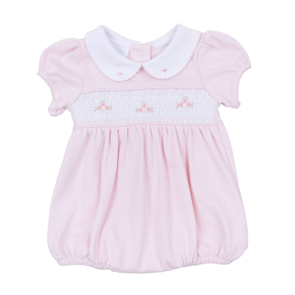 Willow's Classics Smocked Short Sleeve Bubble - Pink: