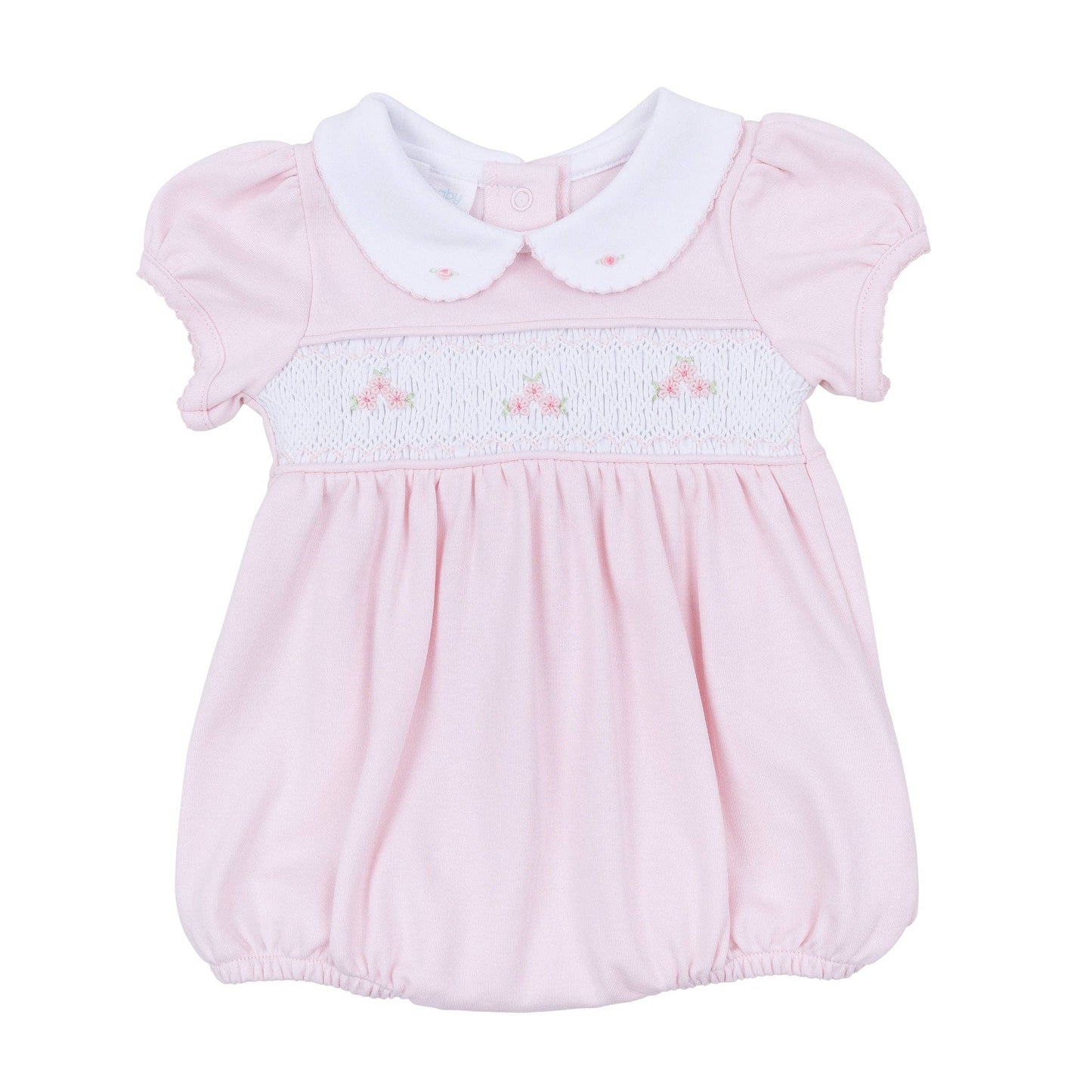 Willow's Classics Smocked Short Sleeve Bubble - Pink: