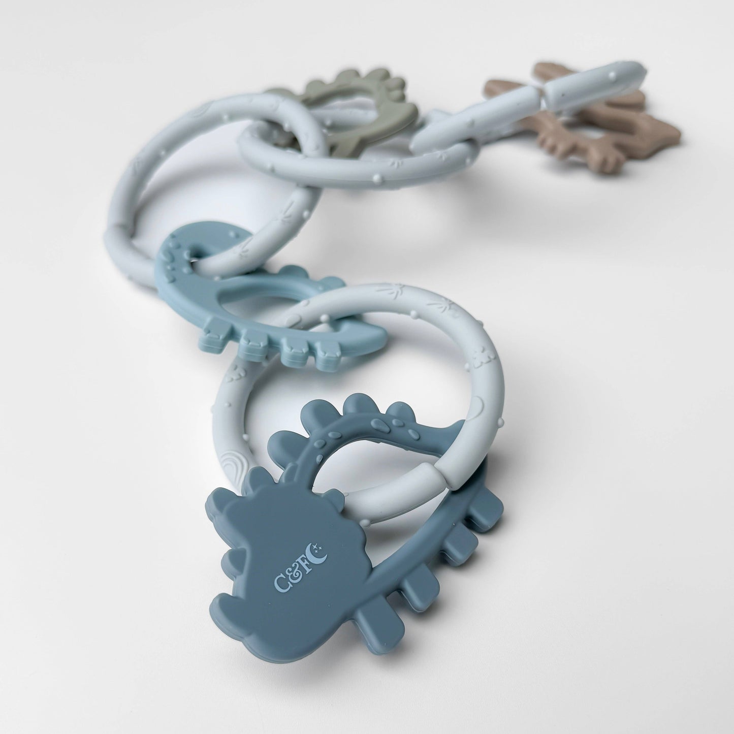 Dino Rings Silicone Teether: Blue/Green