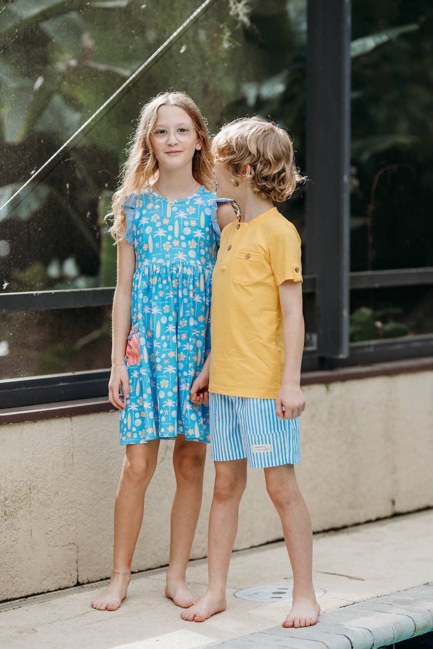 Boys Yellow Short Sleeve Tab Tee