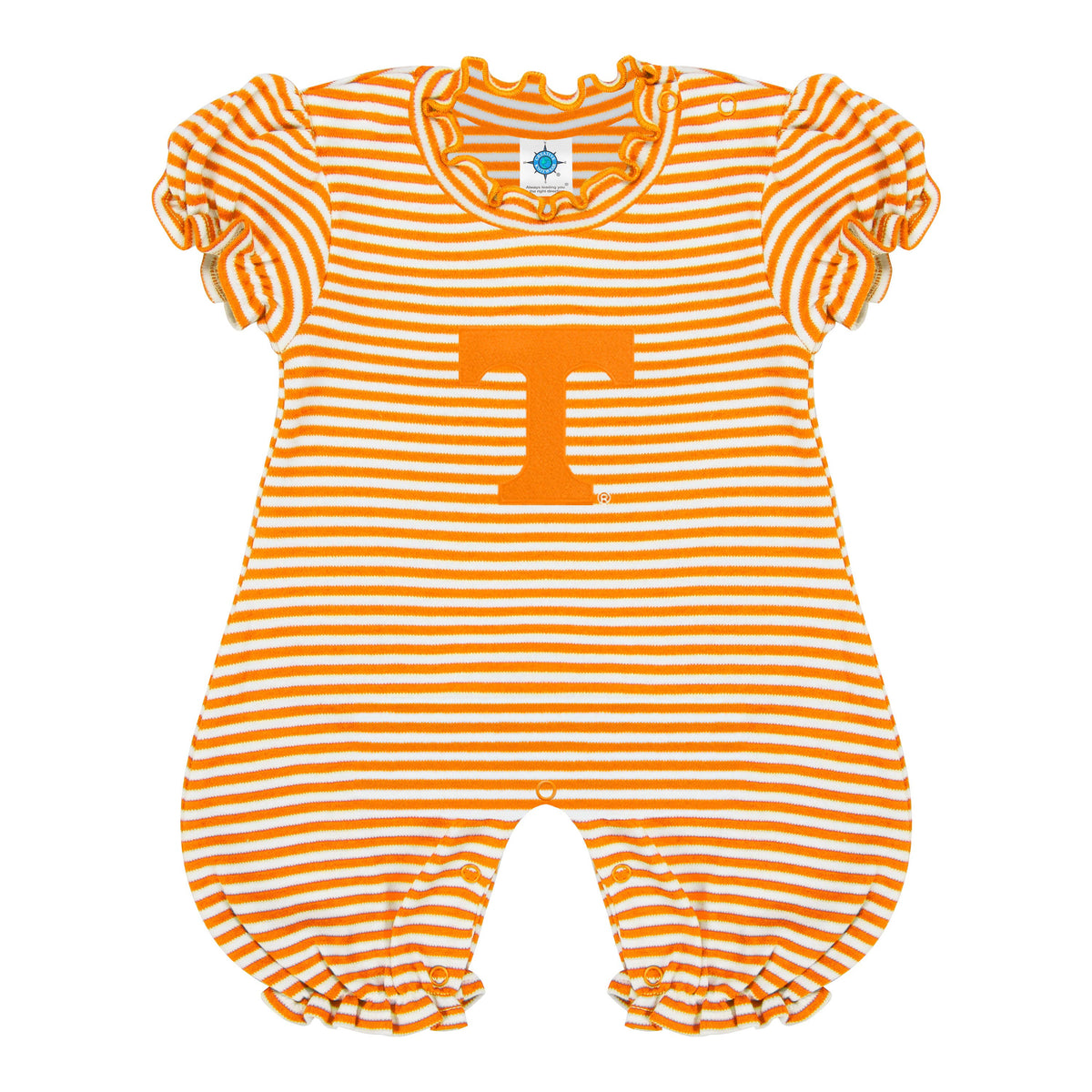 Tennessee Volunteers Striped Infant Puff Sleeve Romper: Power T