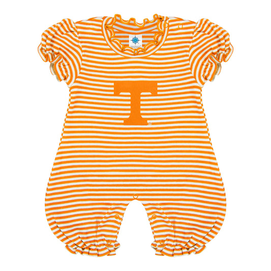 Tennessee Volunteers Striped Infant Puff Sleeve Romper: Power T