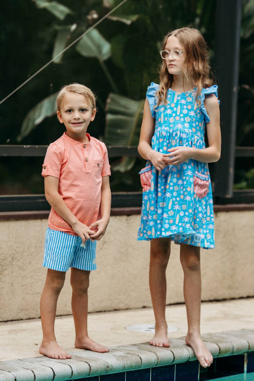 Boys Salmon Short Sleeve Tab Tee