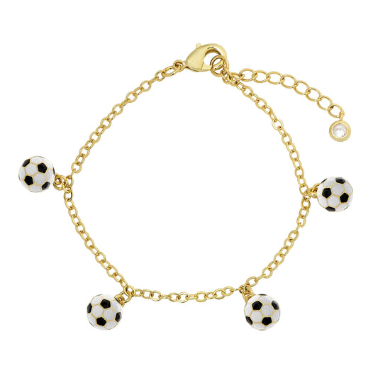 3D Soccer Ball Charm Bracelet Pink