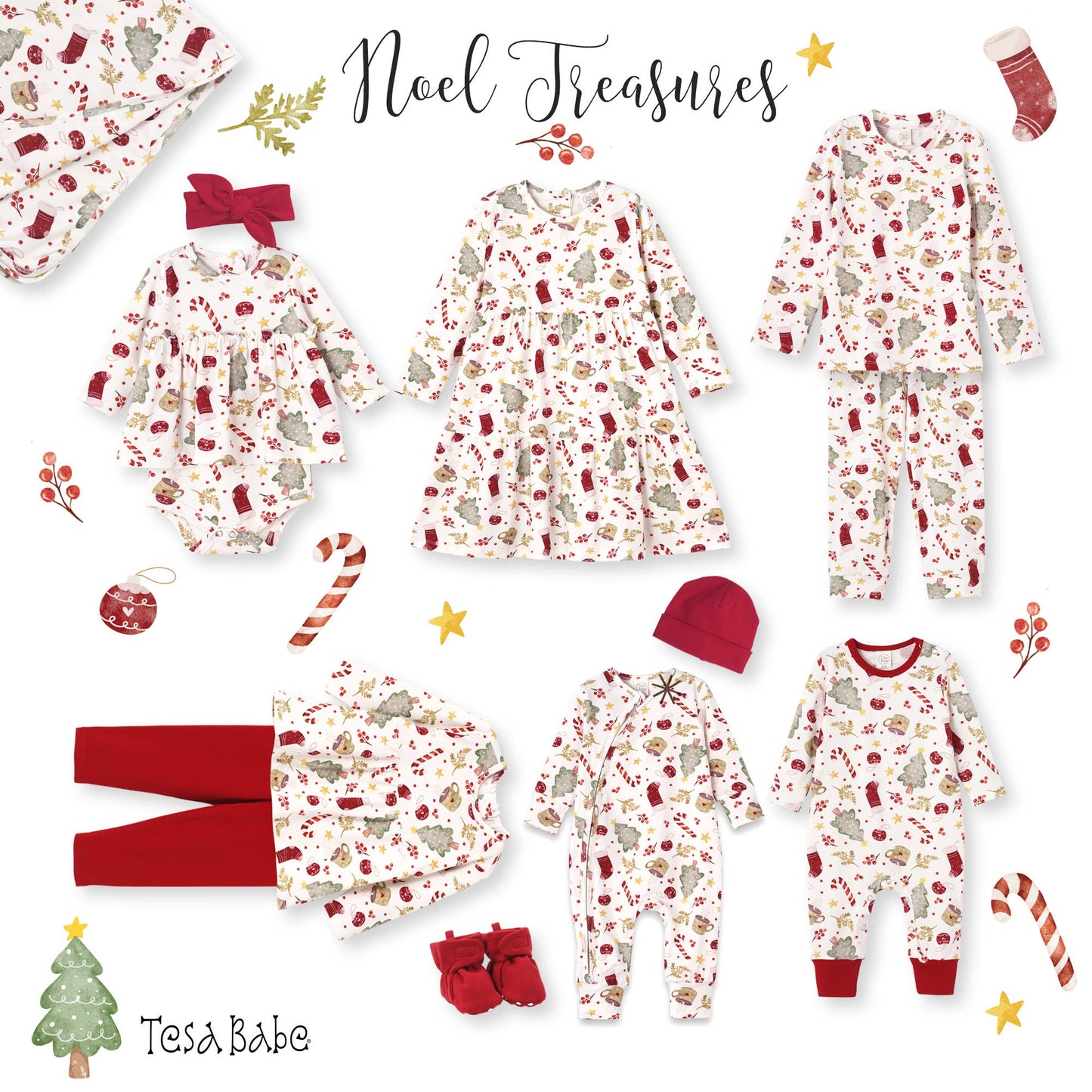 Girls' Christmas Tunic Set – Bamboo Holiday Outfit Set