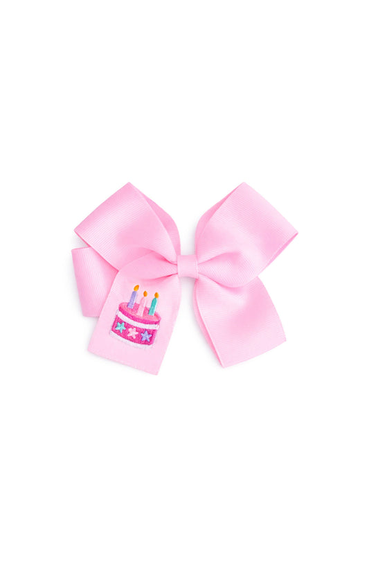 Birthday Cake Hair Bow: Pink