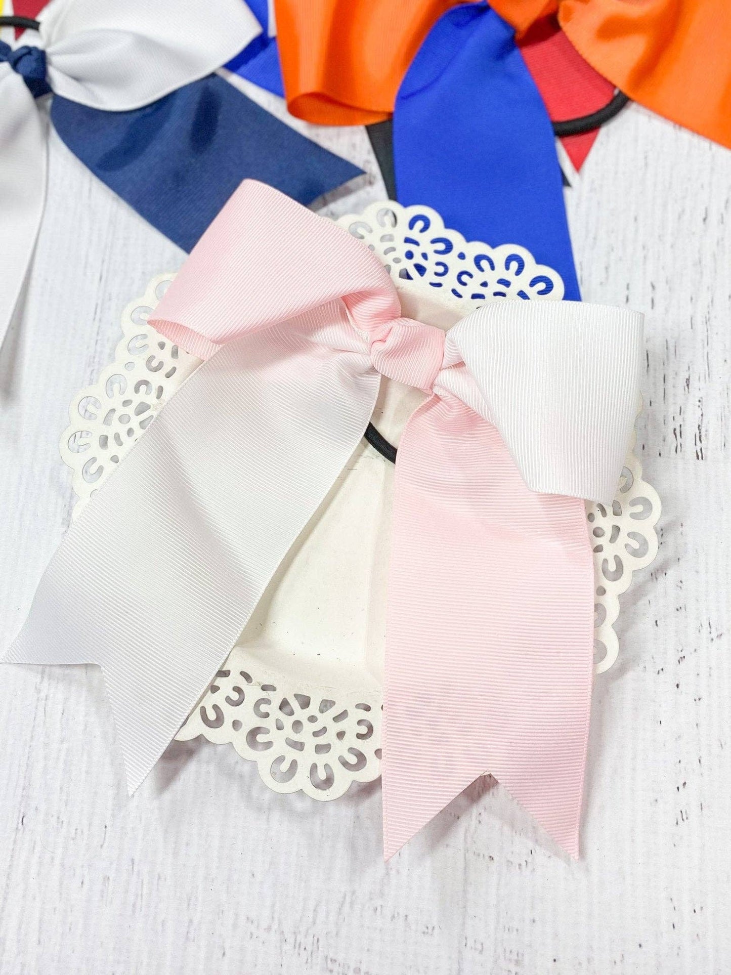 School Spirit Cheer Bows - Pony O - 6": Blue/Yellow