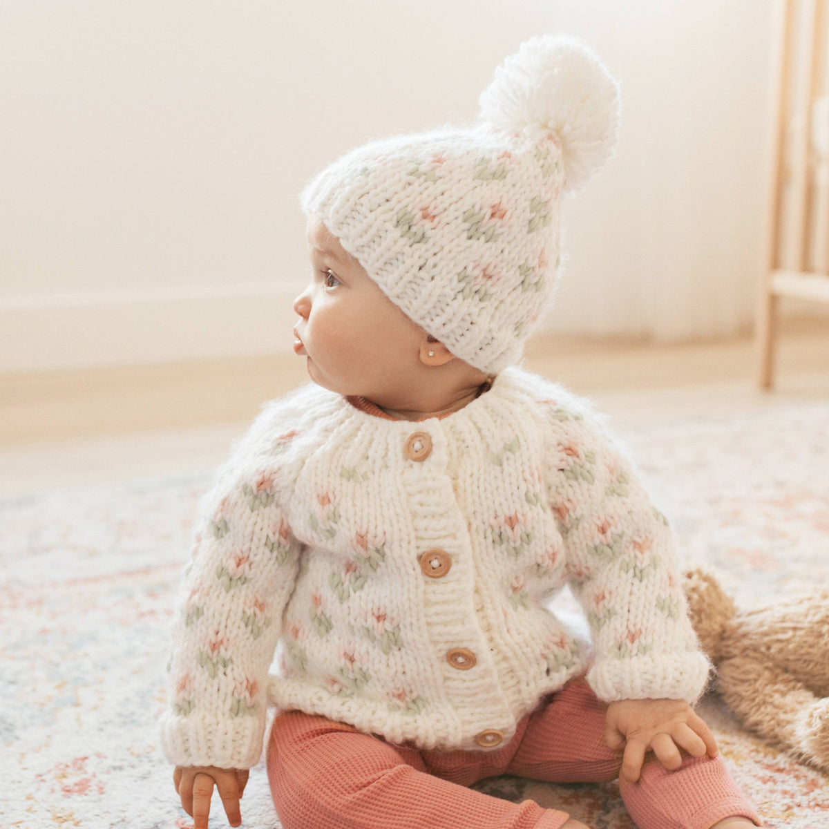 Bitty Blooms White Cardigan Sweater Set Baby & Toddler 3-4T