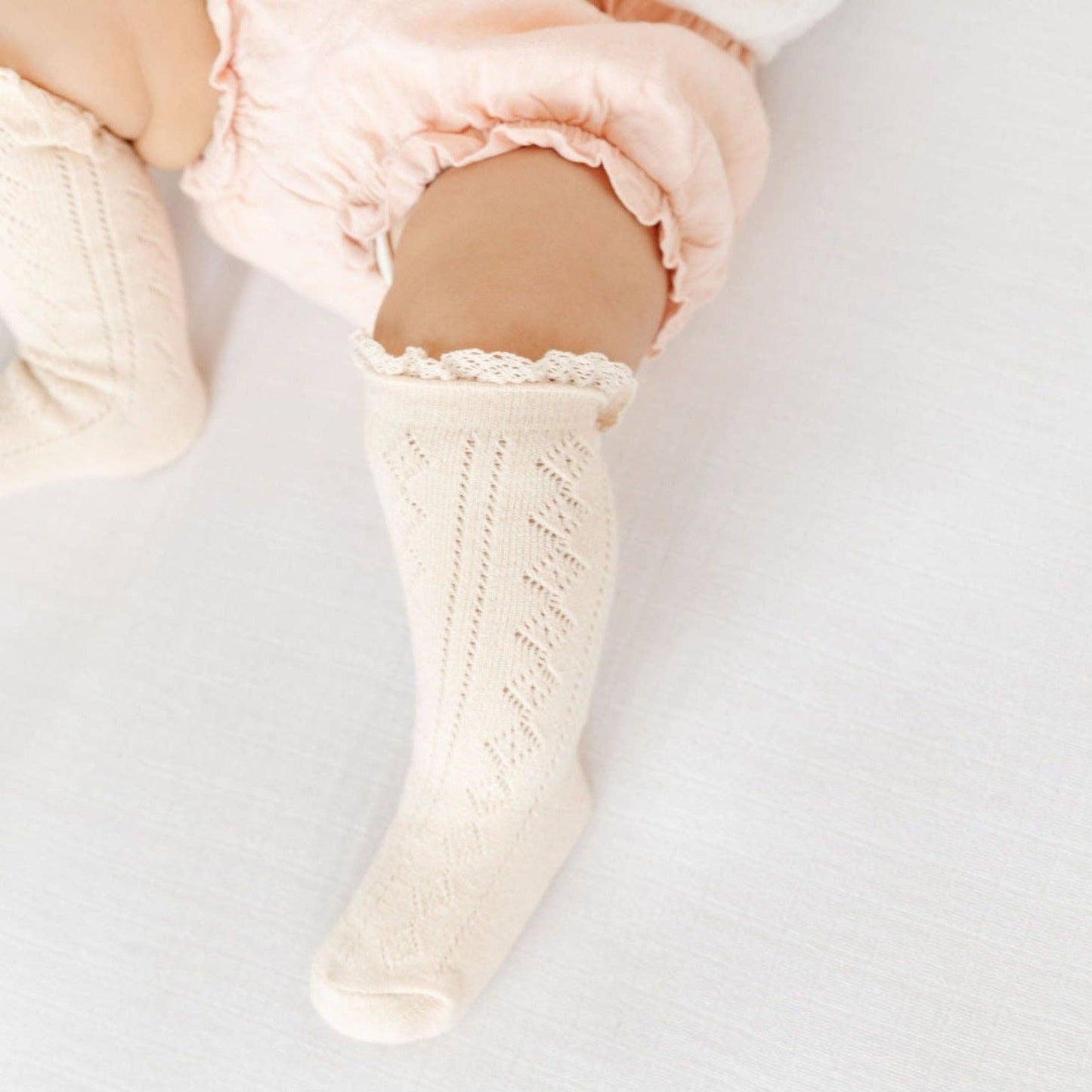 Vanilla Fancy Lace Top Knee High Socks: 1.5-3Y