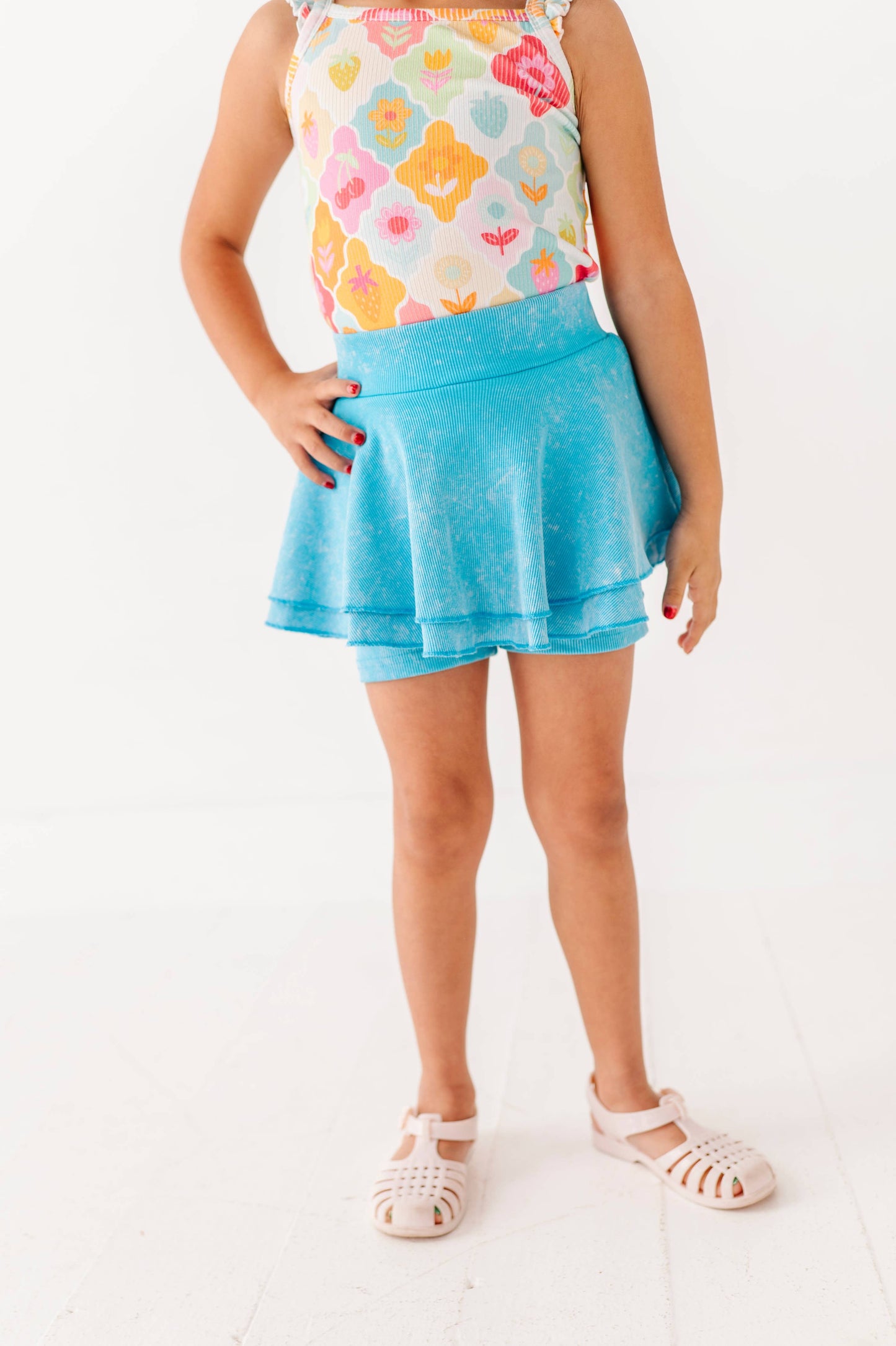 Capri Blue Ribbed Skort