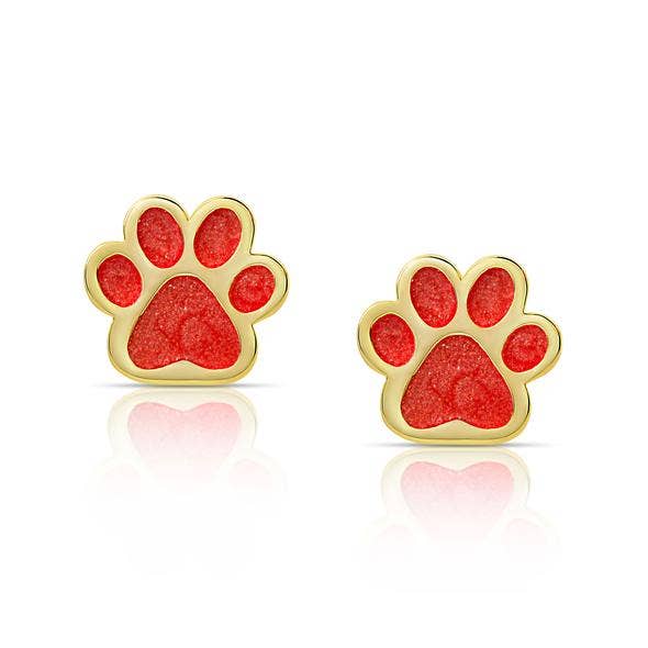 Dog Paw Stud Earrings: Purple