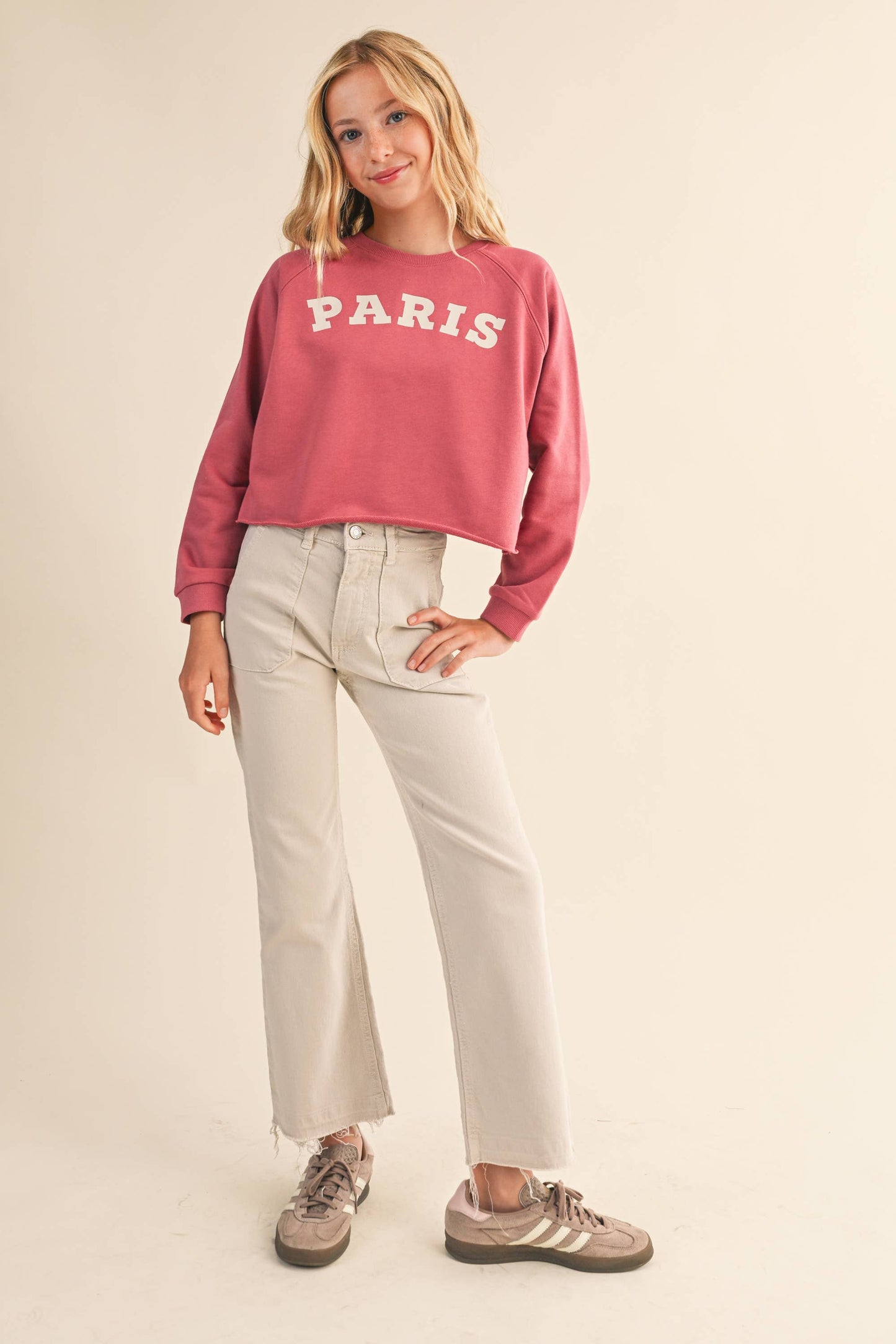 Girl's Cropped Paris Sweatshirt