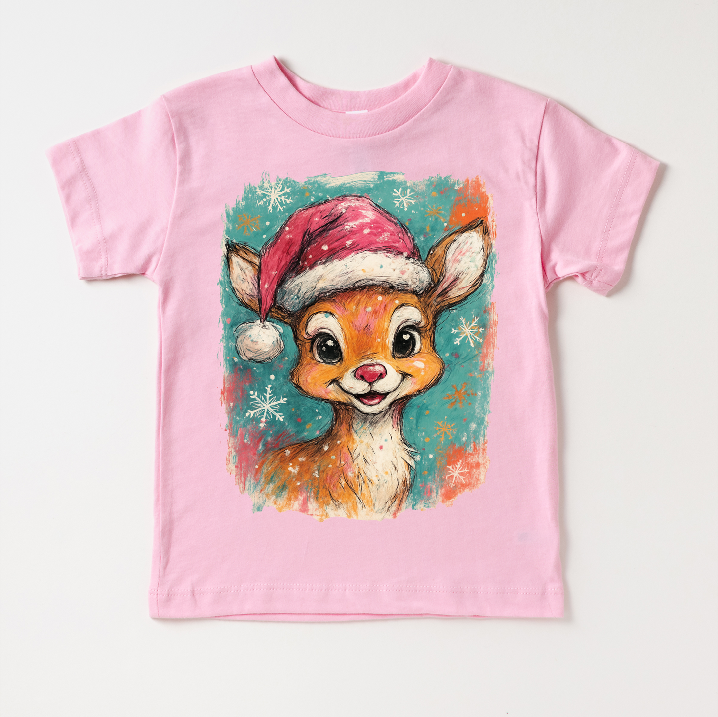 Rudolph Christmas Reindeer T-Shirt - Christmas Tee: White Long Sleeve Tee