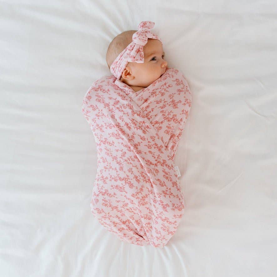 COCOON SWADDLE SET in Silky Modal: Bitty Pink Blooms & Bitty Blooms / Small