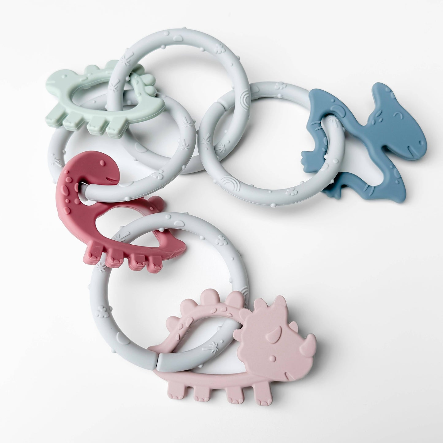 Dino Rings Silicone Teether: Blue/Green