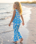 Girls Blue Striped Daisy Spring Summer Pant Set
