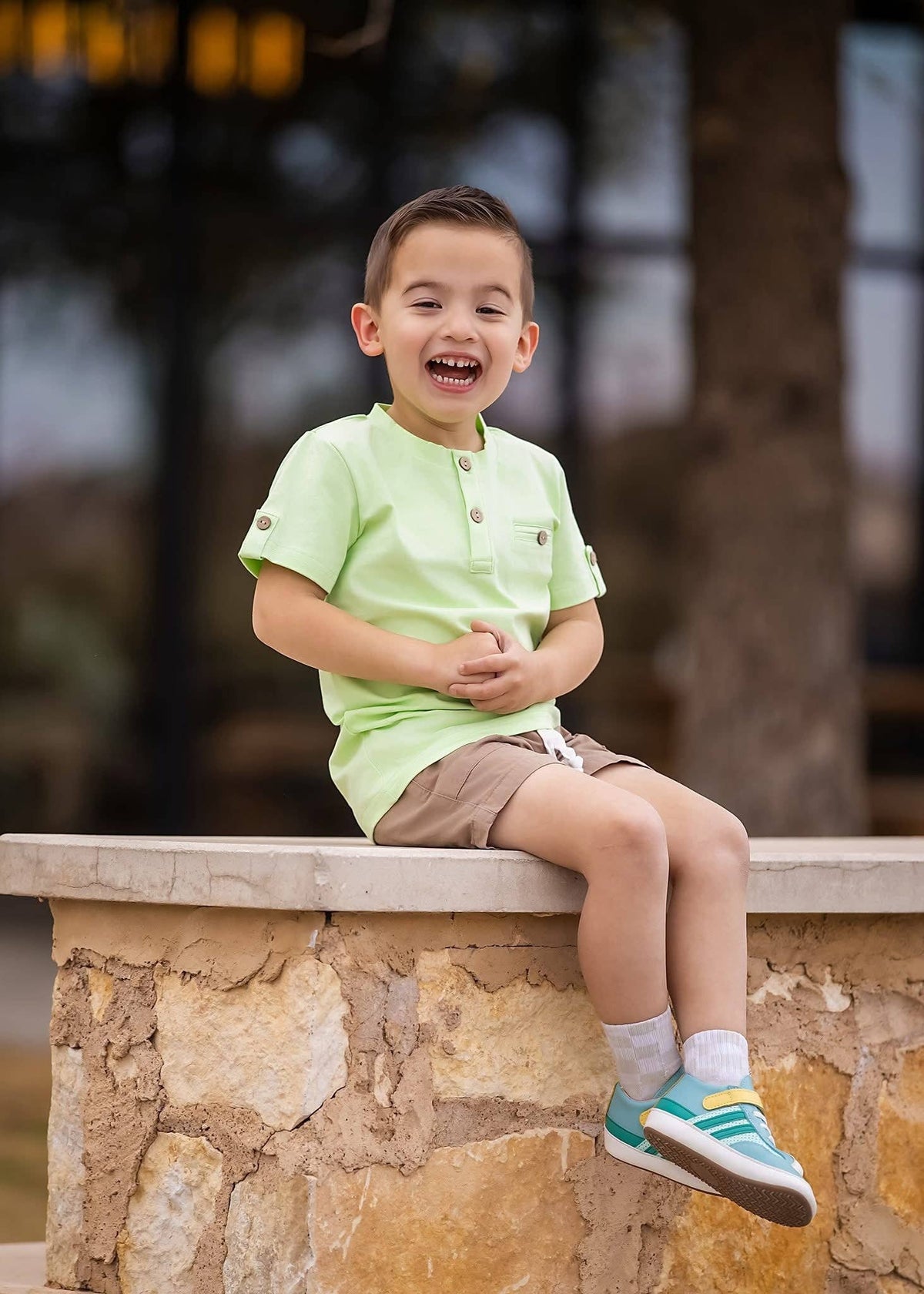 Boys Pastel Lime Short Sleeve Shirt