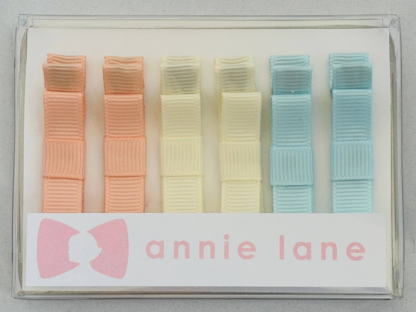 Hair Bows - Classic Grosgrain - Peach & Blue - Set of Six