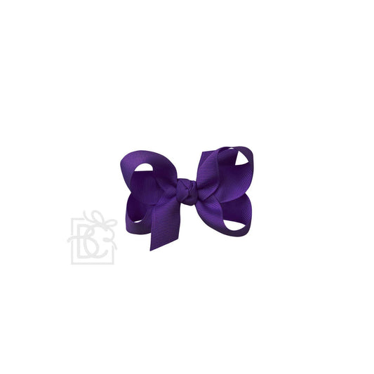SIGNATURE GROSGRAIN BOW ON CLIP: 3.5" Medium - 7/8" Ribbon on Alligator Clip / PURPLE