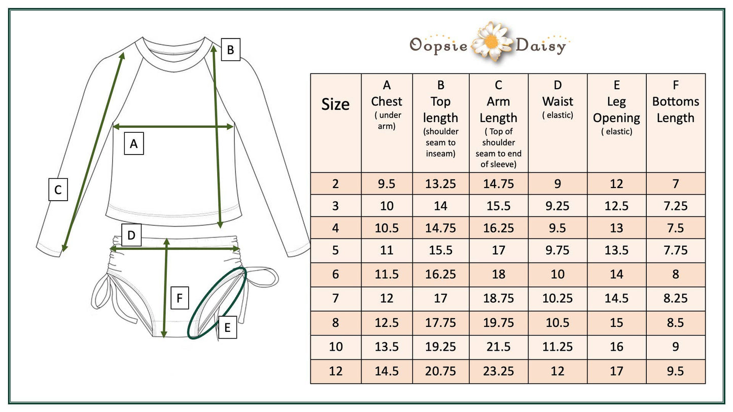Kids Retro Daisy Long Sleeve Rash Guard Swimsuit