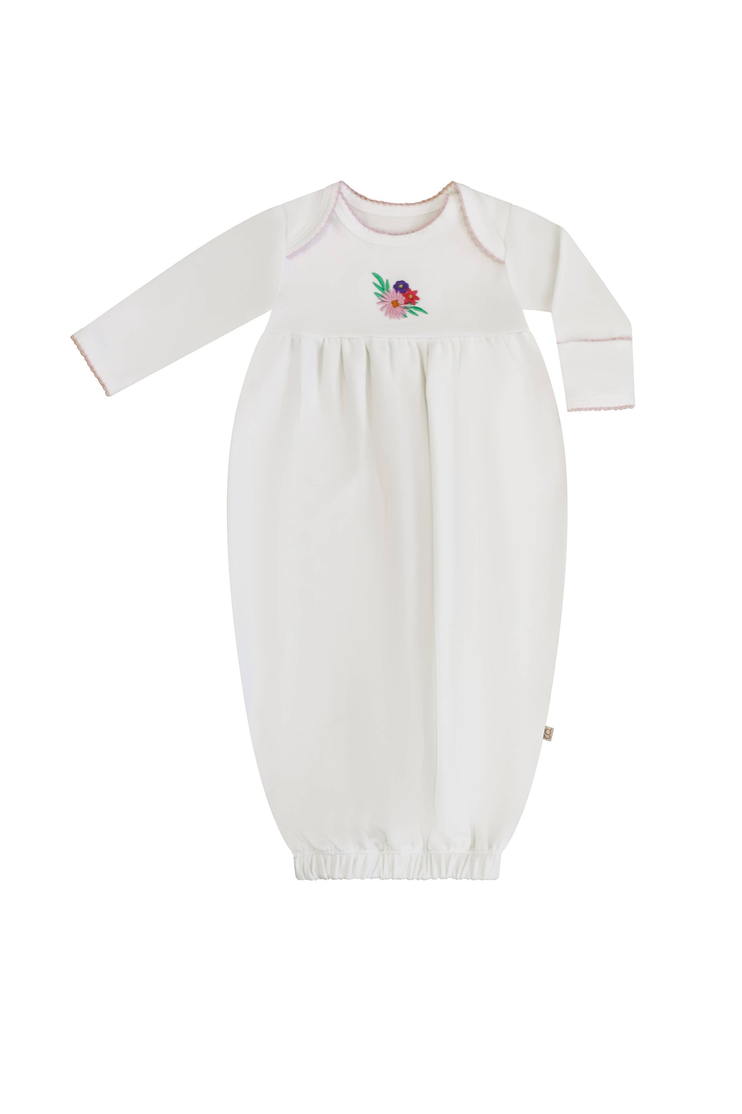 Pip Embroidered Gown - Flower Fields: 0-3 mo