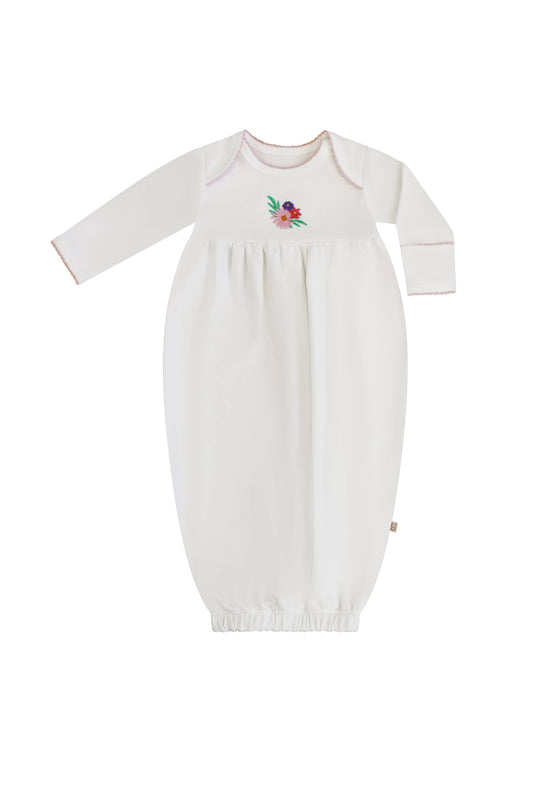 Pip Embroidered Gown - Flower Fields: 0-3 mo