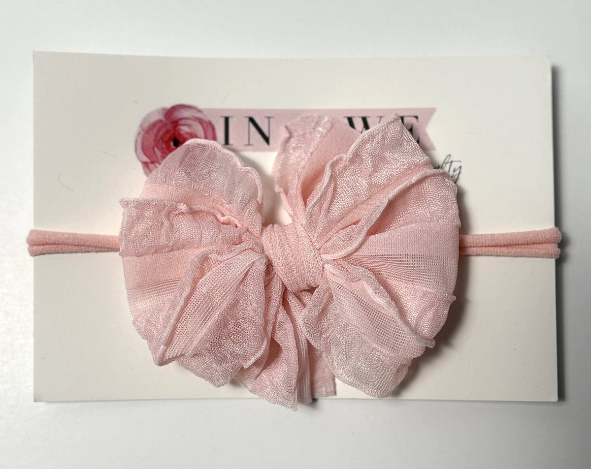 Skinny Mini Ruffled Headband- Sweet Pink
