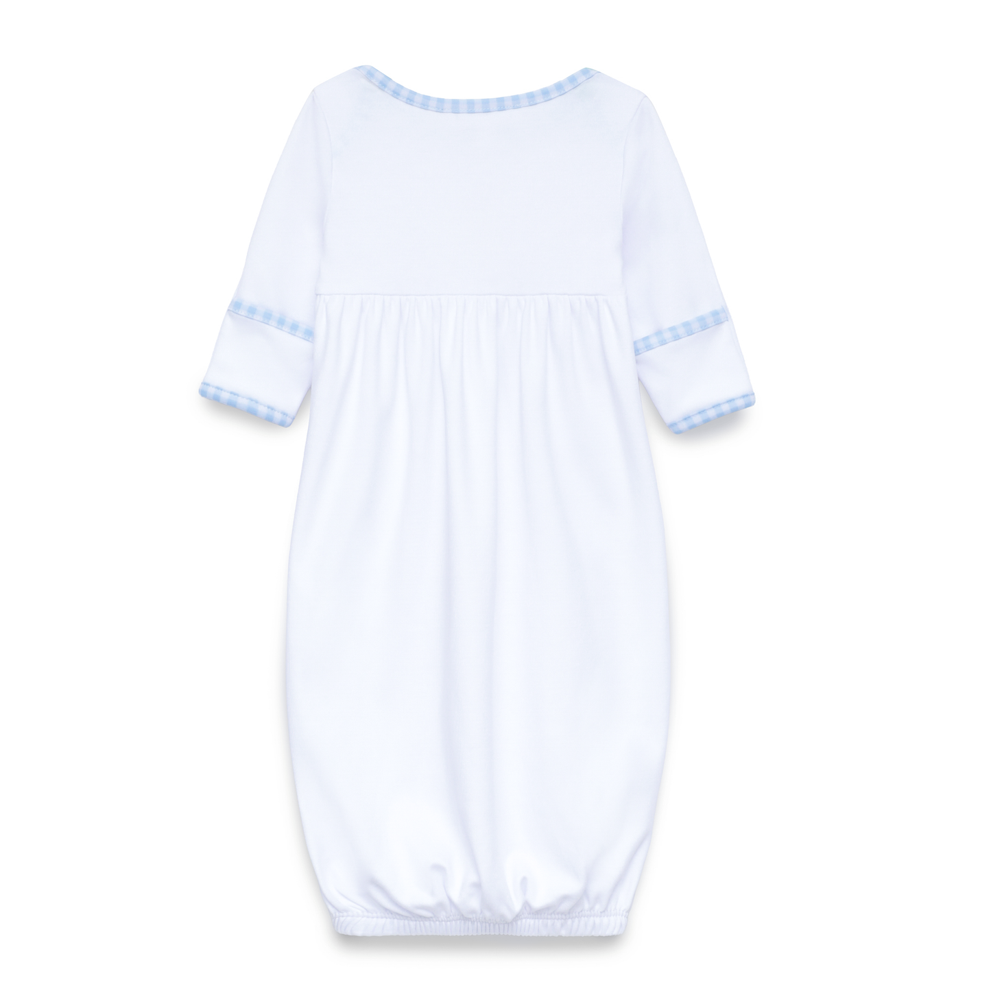 Silly Goose Gathered Gown - Light Blue: Newborn