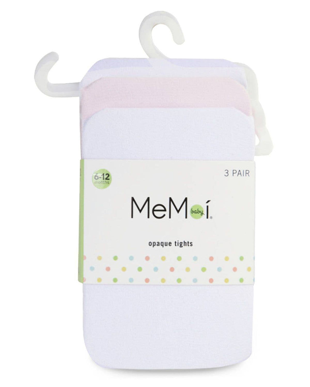 MeMoi Solid Nylon Infant Tights 3 Pack: White-Pink-White