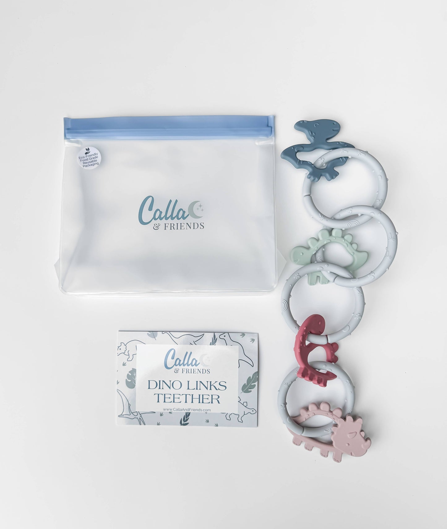Dino Rings Silicone Teether: Blue/Green