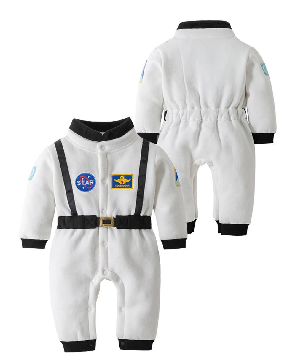 White Astronaut Fleece Baby Costume Jumpsuit