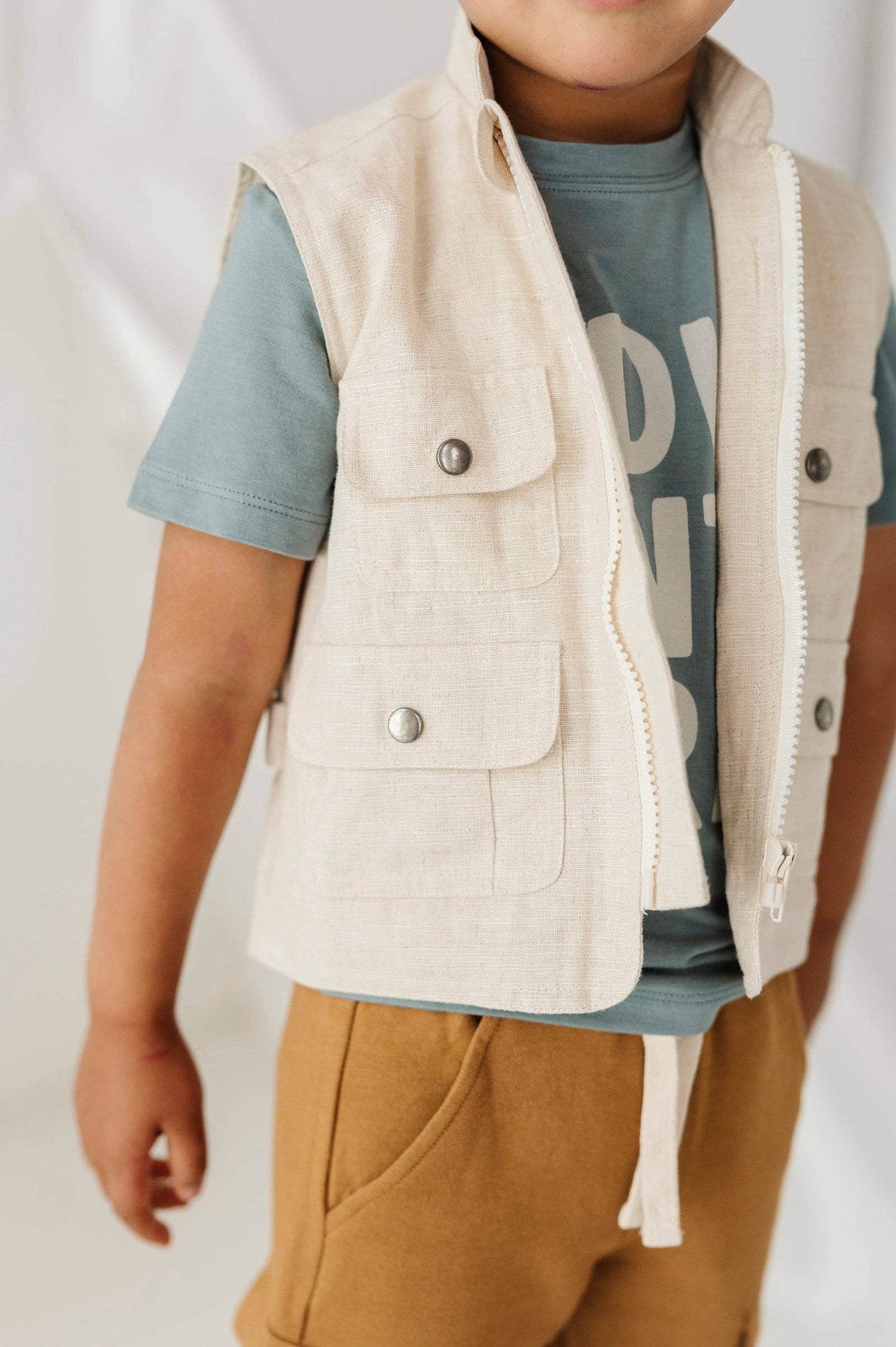 Kid's Explorer Vest Baby/Kids Clothing Spring 2025: Cream Linen