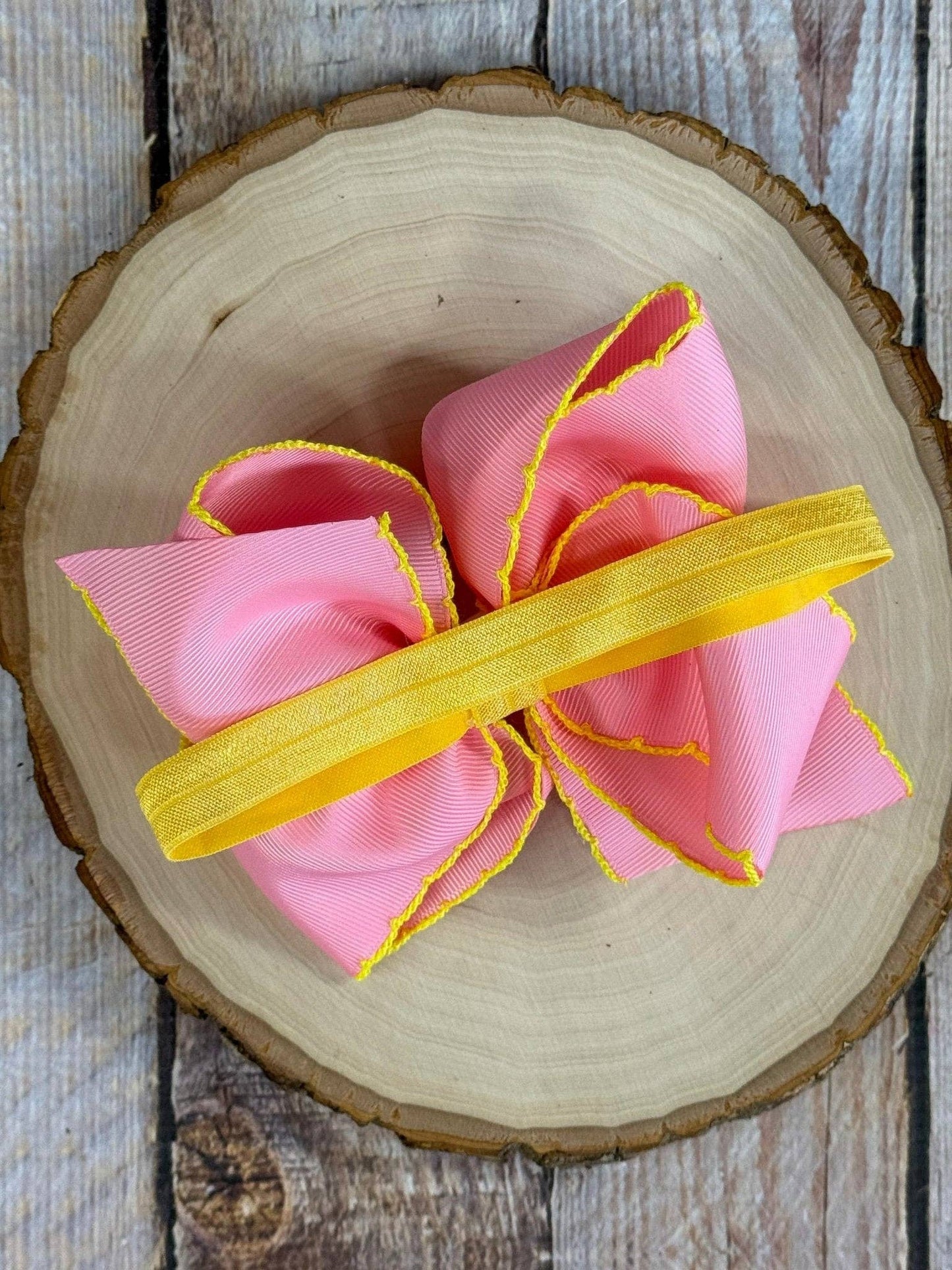 School Bus Embroidered Moonstitch Hair Bow | Clip or Headband: Headband