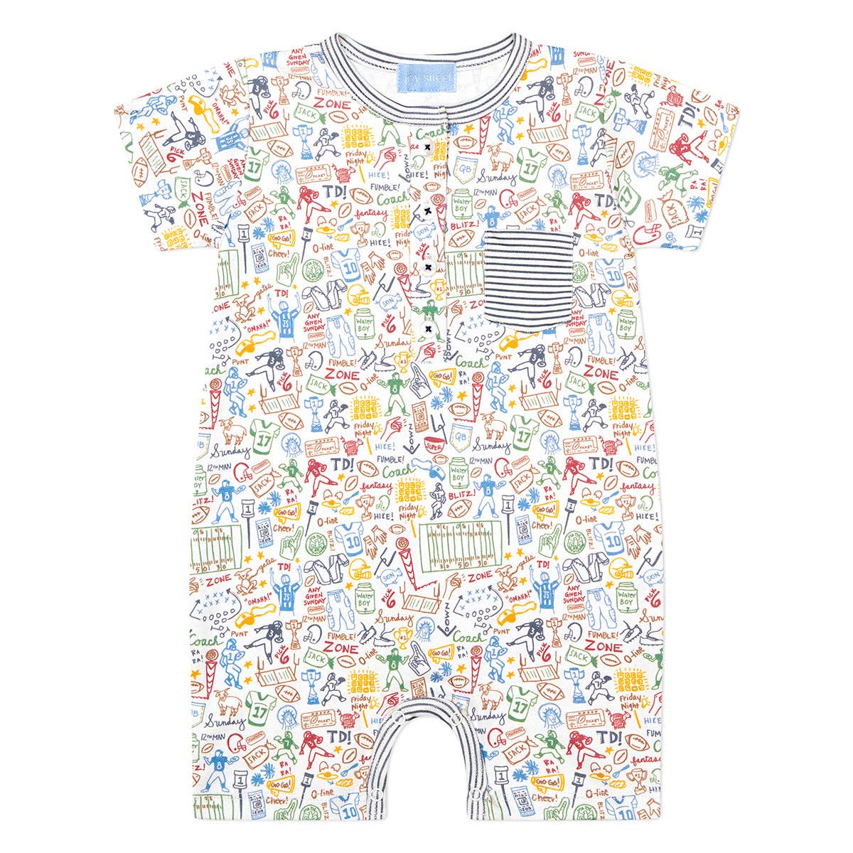 Football Boys Shortie Romper: Football - Multi