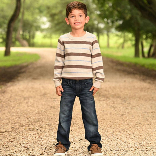 Mini Tucker Crew Sweater - Preppy Stripe: 6