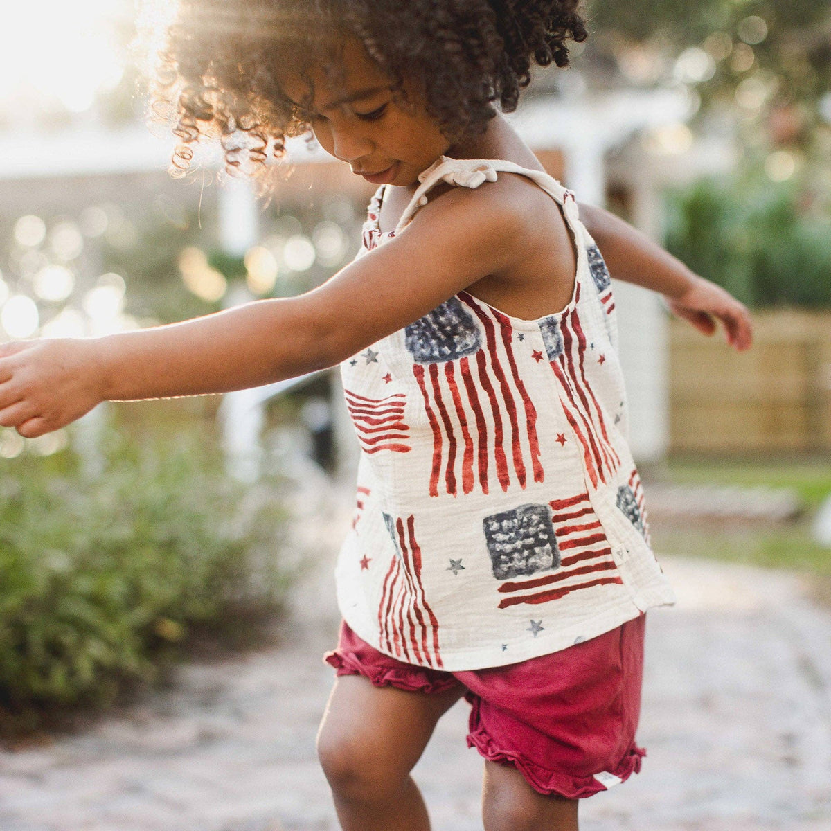 American Flag Girl Tank & Shorts Set: