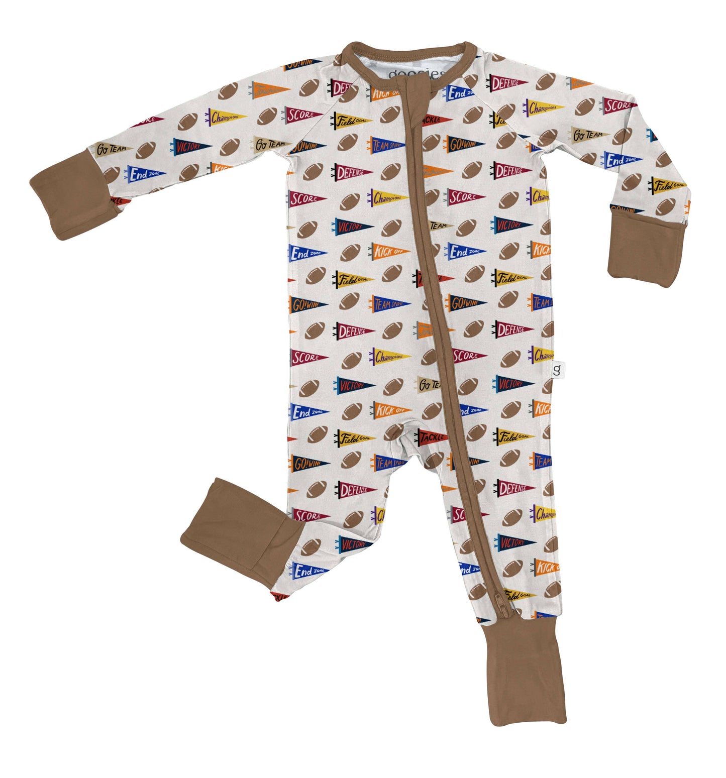 Varsity Football Flags  - LS Convertible Zip PJs: 6-12 mo