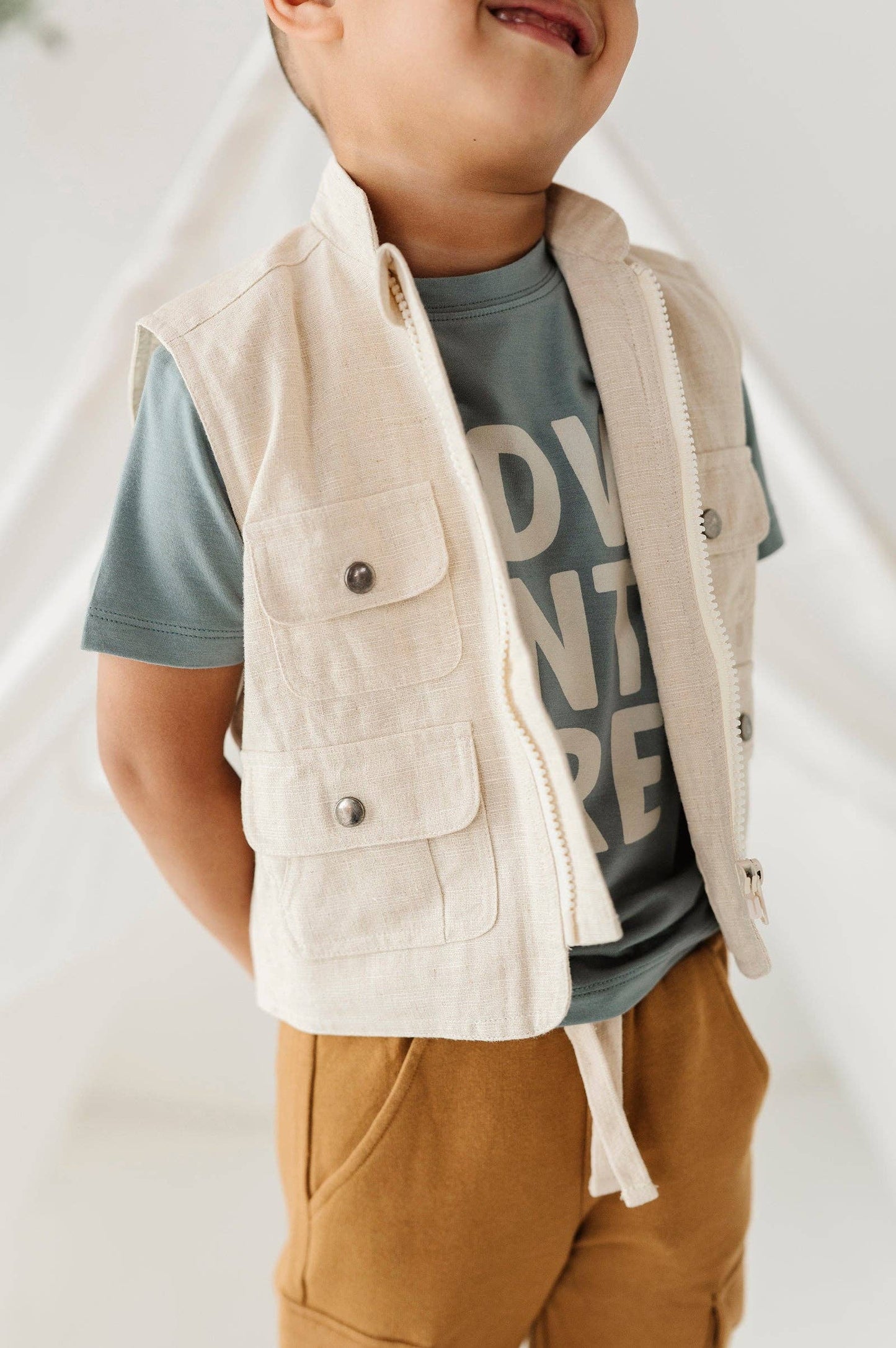 Kid's Explorer Vest Baby/Kids Clothing Spring 2025: Cream Linen