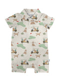 Short Sleeve Polo Romper - Golf Dog