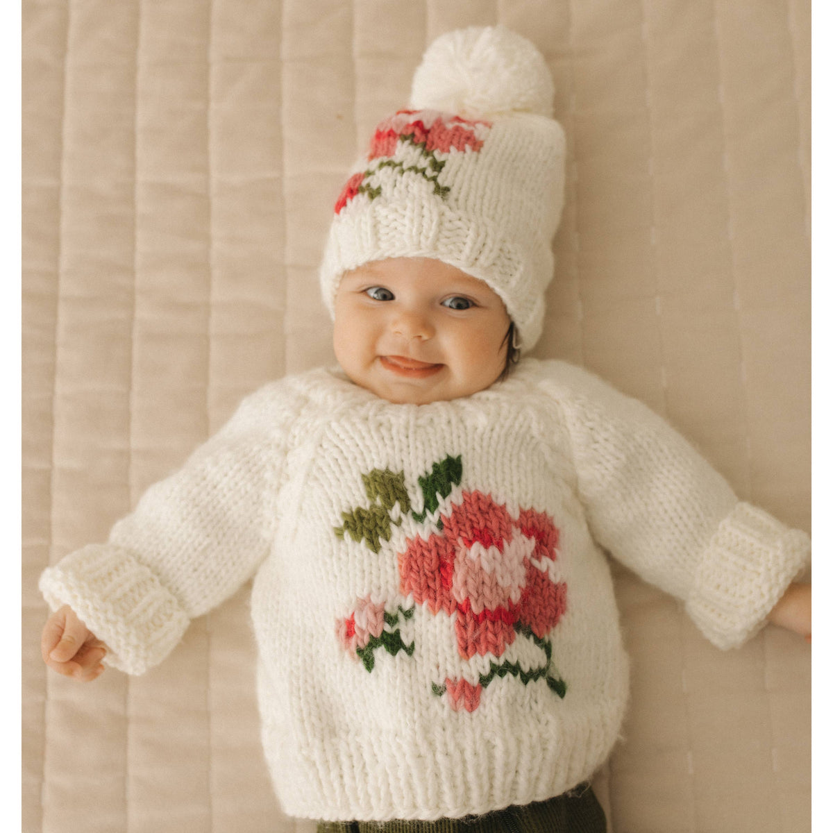 Rose Crew Neck Sweater Set for Baby & Toddler 12-18 months