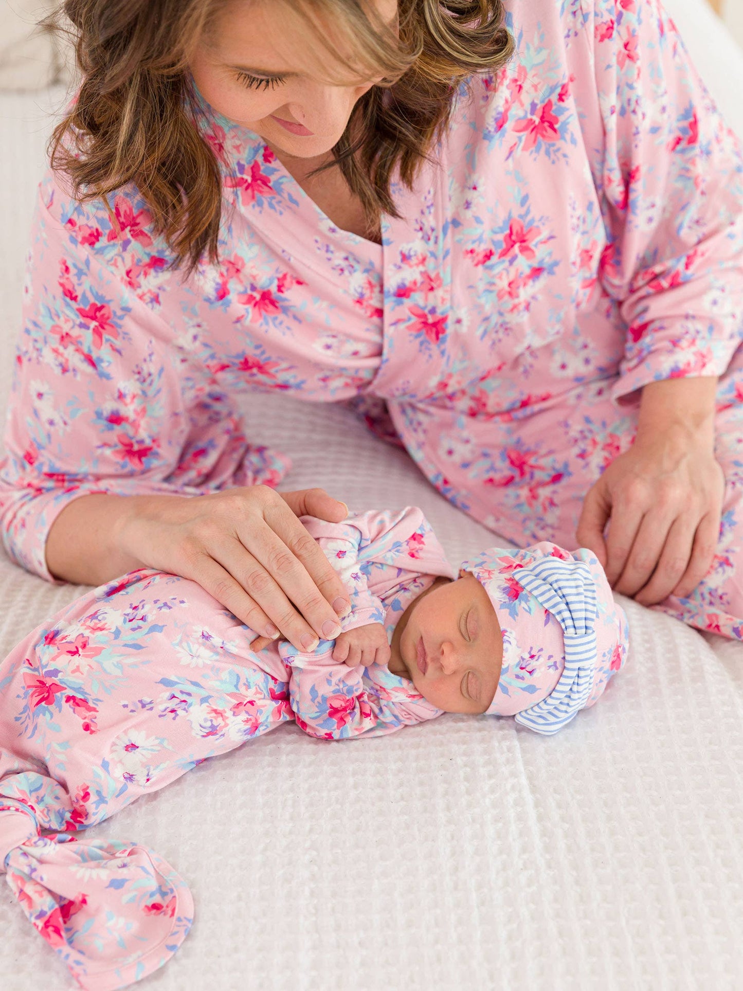SoftSnooze™ Women's Bamboo Viscose Pretty in Pink Floral Mommy & Me Maternity Robe & Gown