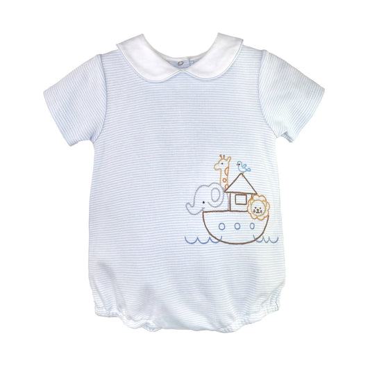 Blue Noah's Ark Embroidered Bubble