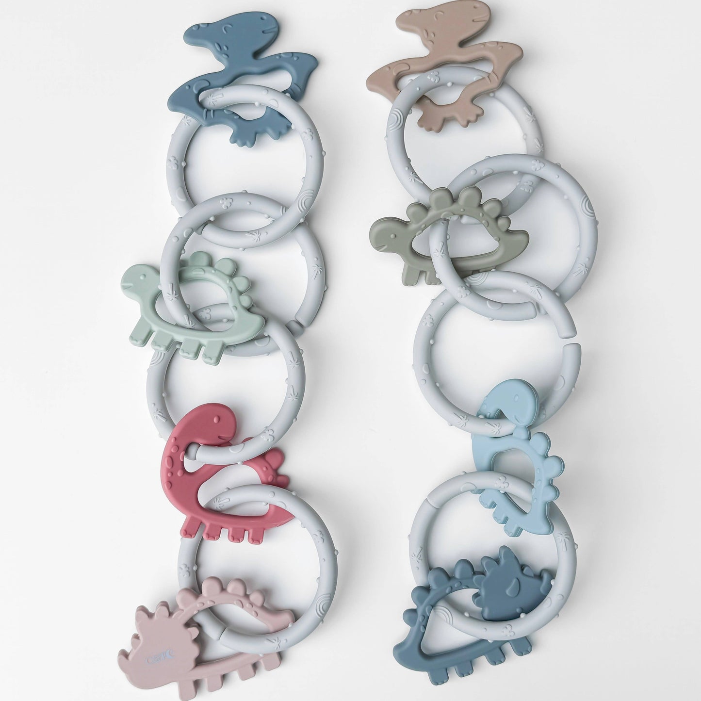 Dino Rings Silicone Teether: Blue/Green