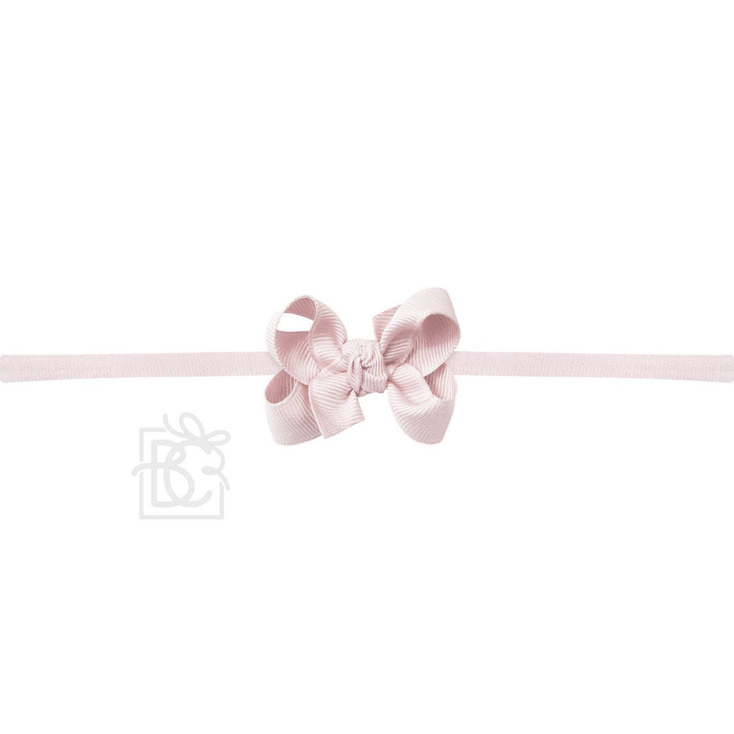 1/4" NYLON PANTYHOSE HEADBAND W/SIGNATURE GROSGRAIN BOW: PINK / 2" Toddler