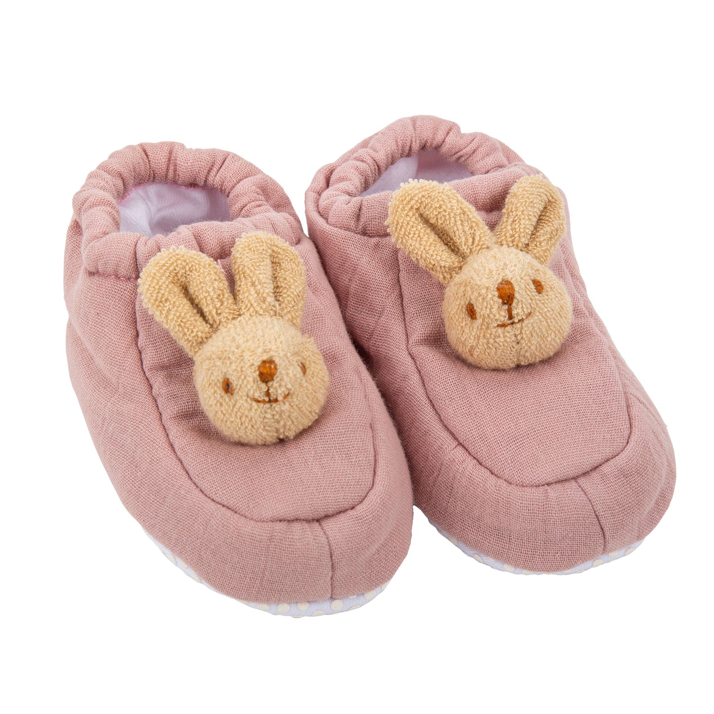 Organic Cotton Bunny Slippers Old Pink