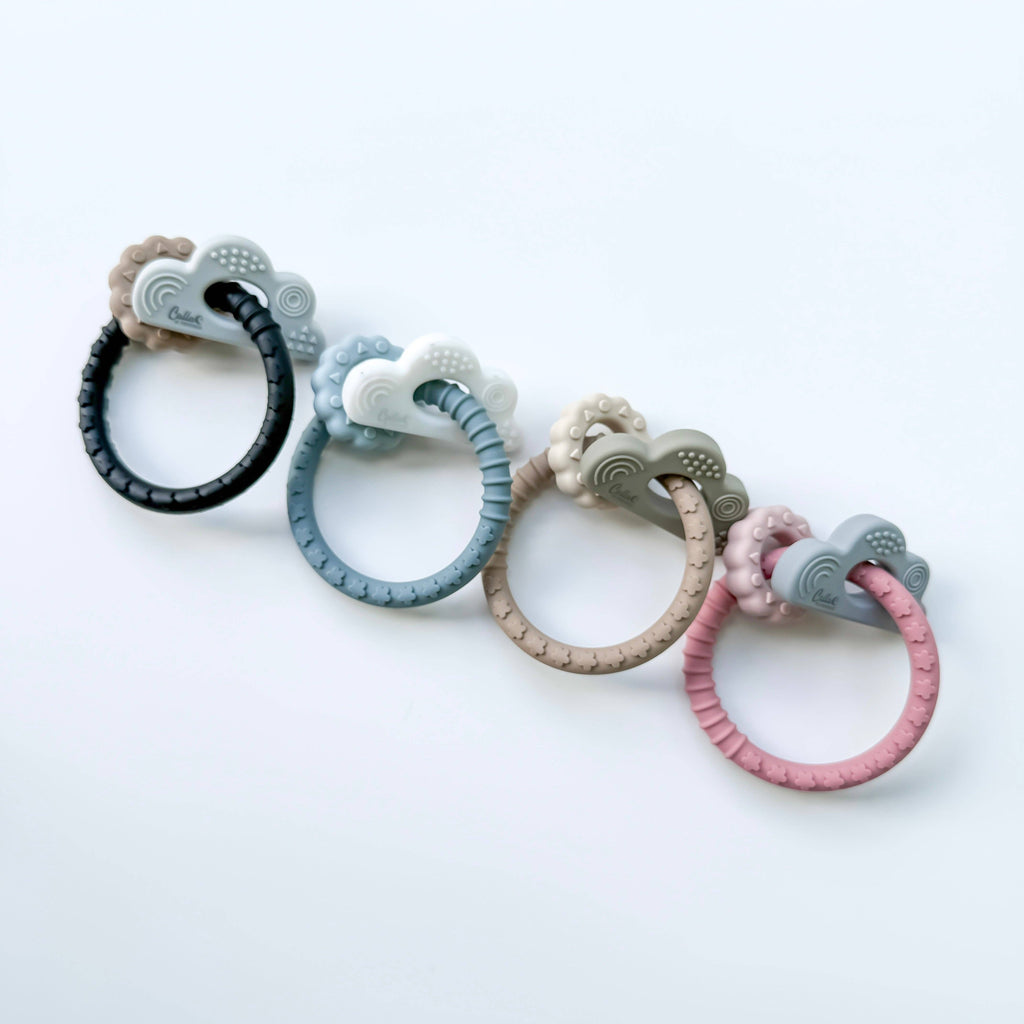 Cloudy Days Silicone Teether: Petunia Pink