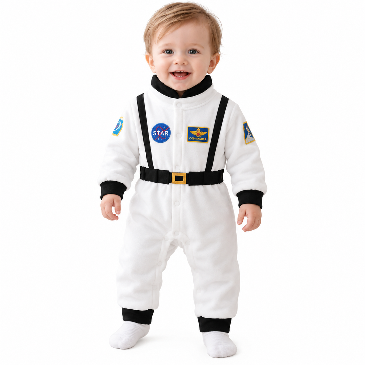 White Astronaut Fleece Baby Costume Jumpsuit